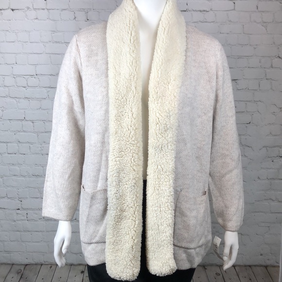 1X 2X Style & Co Natural Heather Sherpa Cardigan - Picture 3 of 7